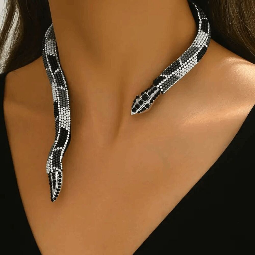 Diamond Snake Choker Necklace Bracelet